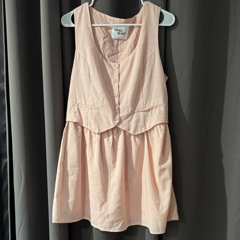 Paper Heart Blush Pink Sleeveless Button Dress